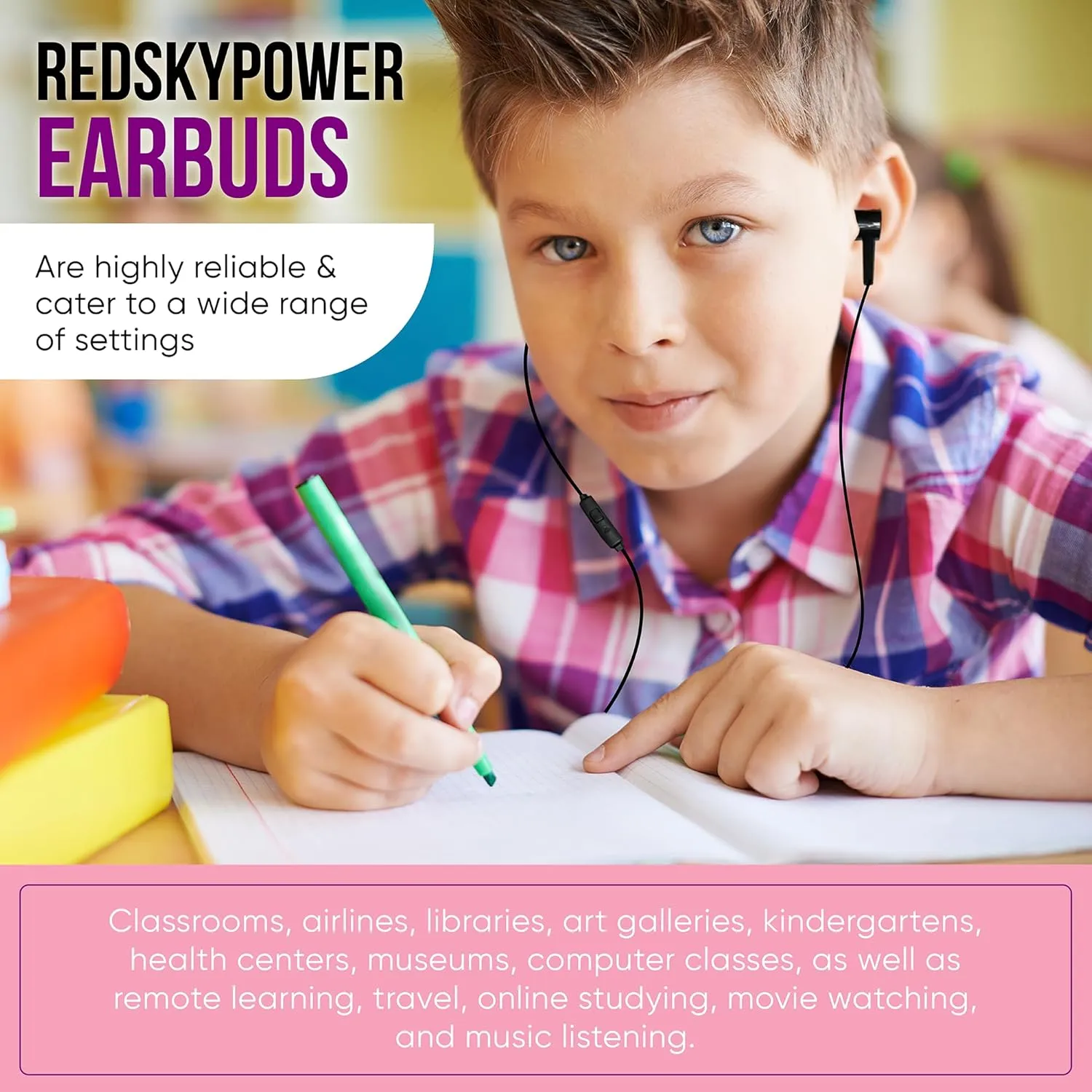 20 Pack Bulk Wired Earbuds with Microphone, In Ear Headphones 3.5mm Jack, 4ft Tangle Free Cable, Comfortable Fit, Affordable and Cost Effective, Ideal for School Classroom Testing Students, Black