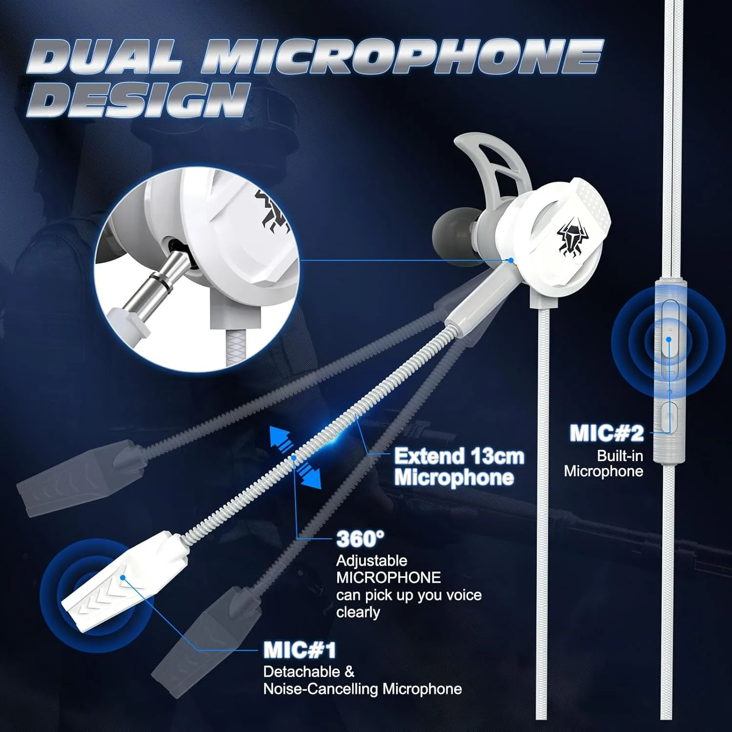 3.5 MM Gaming Headphone Wired Gaming Earphone Noise Cancelling Stereo Bass E-Sport Earphone with Adjustable Mic for PS4, Xbox One, Laptop, Cellphone, PC (Grey)