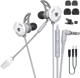 3.5 MM Gaming Headphone Wired Gaming Earphone Noise Cancelling Stereo Bass E-Sport Earphone with Adjustable Mic for PS4, Xbox One, Laptop, Cellphone, PC (Grey)