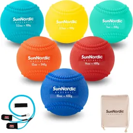6/9 Pack Seams Plyometric Weighted Baseball Set (3.5-16/35/53/70 oz) - Variable Weight Plyo Baseballs for Improved Power & Pitching Training - for All Skill Levels