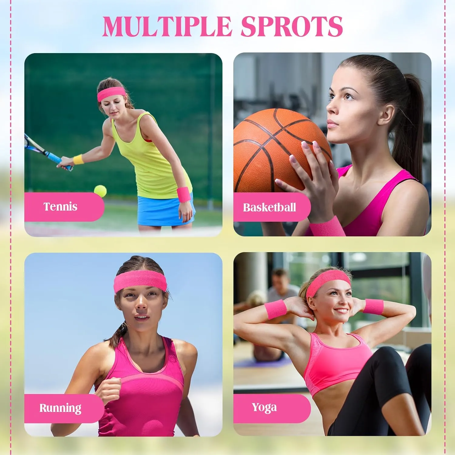 72 Pcs Neon Sweatbands Set 24 Pcs Athletic Headband 48 Pcs Tennis Gymnastics Wristbands International Countries Sports Games Competitions for Men Women Party Supplies