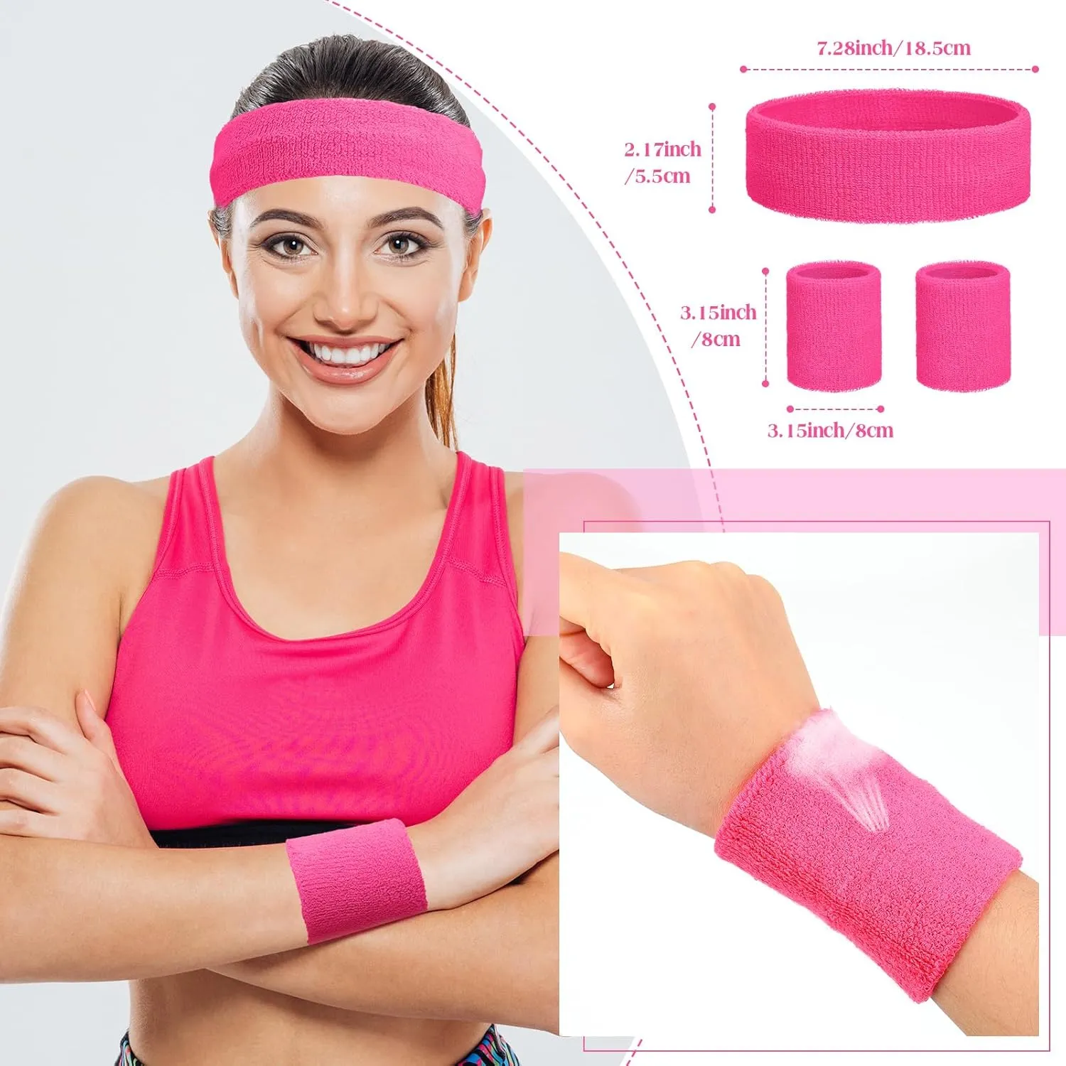 72 Pcs Neon Sweatbands Set 24 Pcs Athletic Headband 48 Pcs Tennis Gymnastics Wristbands International Countries Sports Games Competitions for Men Women Party Supplies