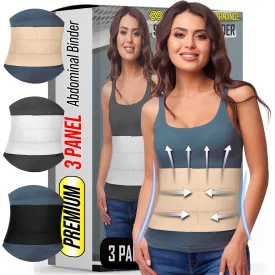 Abdominal Binder for Women & Men Post Surgery Recovery, 9 inch 3 Panel Waist Compression Band, Wrap Support for Bariatric, Belly, Stomach, Postpartum, Hernia, Latex-free, Breathable Fabric. Nude XXL