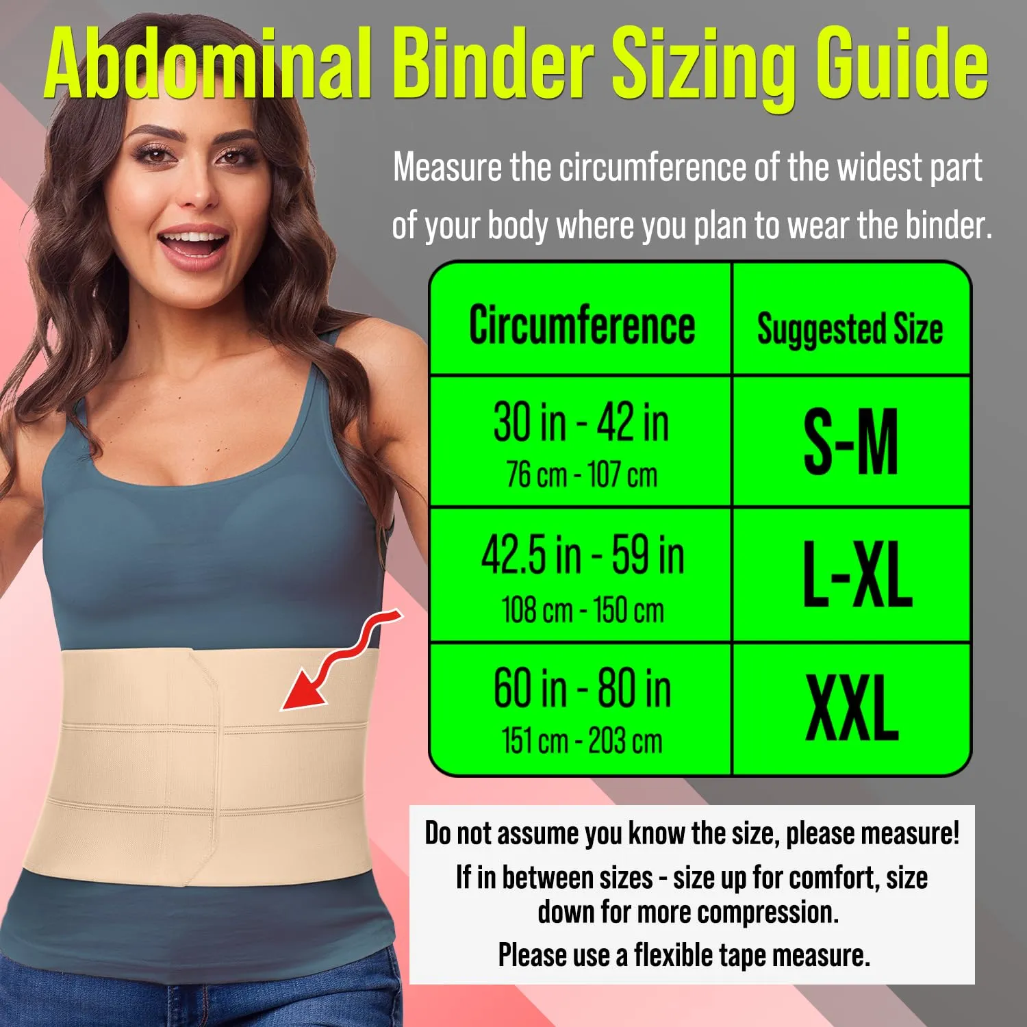 Abdominal Binder for Women & Men Post Surgery Recovery, 9 inch 3 Panel Waist Compression Band, Wrap Support for Bariatric, Belly, Stomach, Postpartum, Hernia, Latex-free, Breathable Fabric. Nude XXL