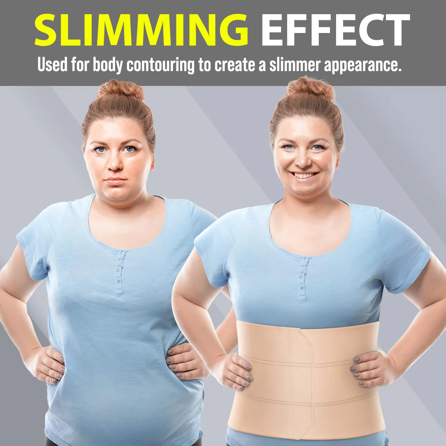Abdominal Binder for Women & Men Post Surgery Recovery, 9 inch 3 Panel Waist Compression Band, Wrap Support for Bariatric, Belly, Stomach, Postpartum, Hernia, Latex-free, Breathable Fabric. Nude XXL