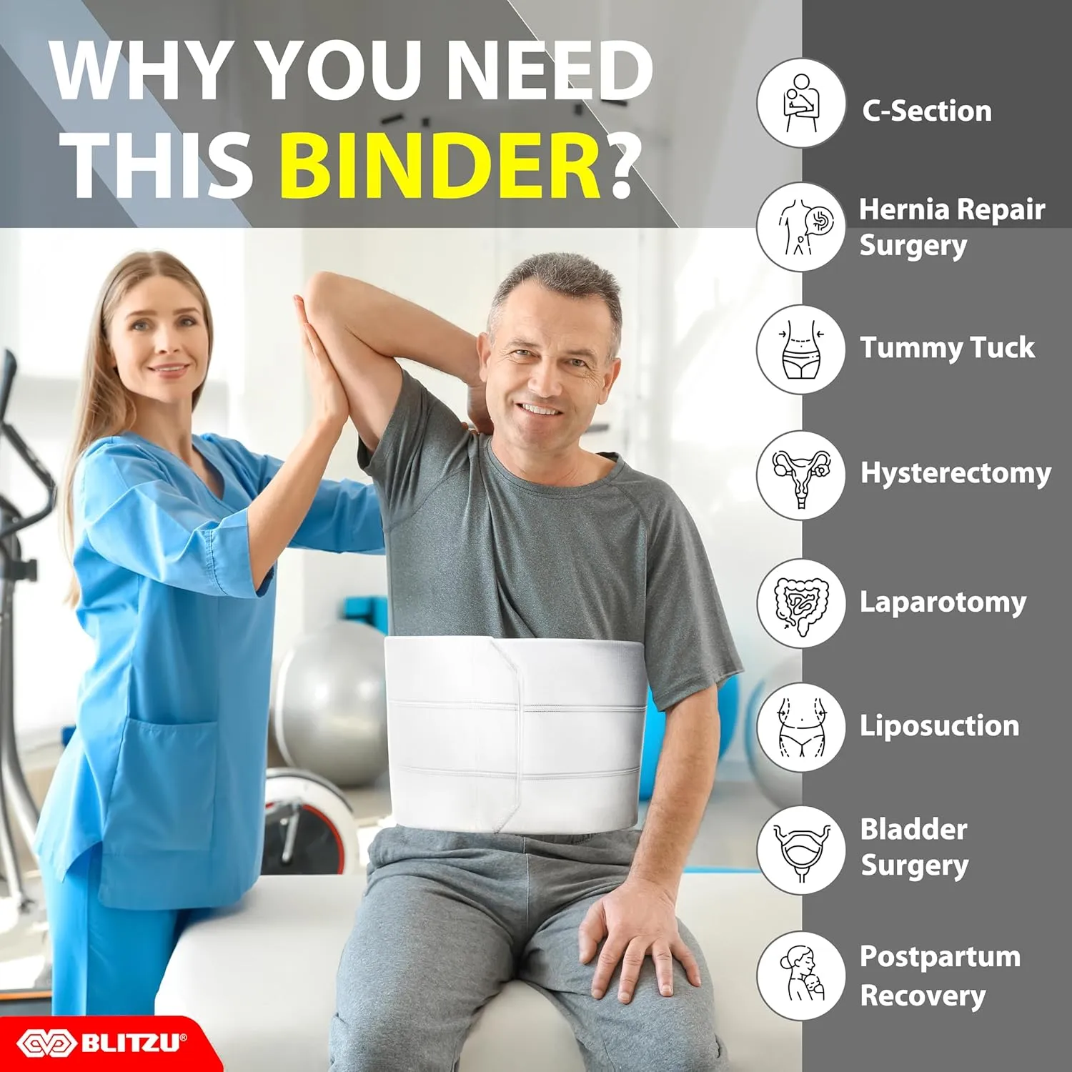 Abdominal Binder for Women & Men Post Surgery Recovery, 9 inch 3 Panel Waist Compression Band, Wrap Support for Bariatric, Belly, Stomach, Postpartum, Hernia, Latex-free, Breathable Fabric. Nude XXL