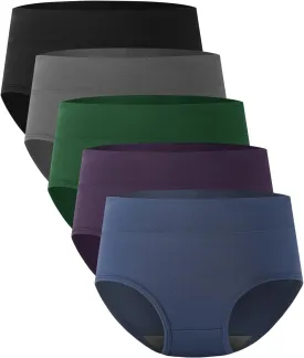 BAMBOO COOL Women's Underwear High Waisted Briefs Full Coverage Soft and Breathable Panties, 5-Pack