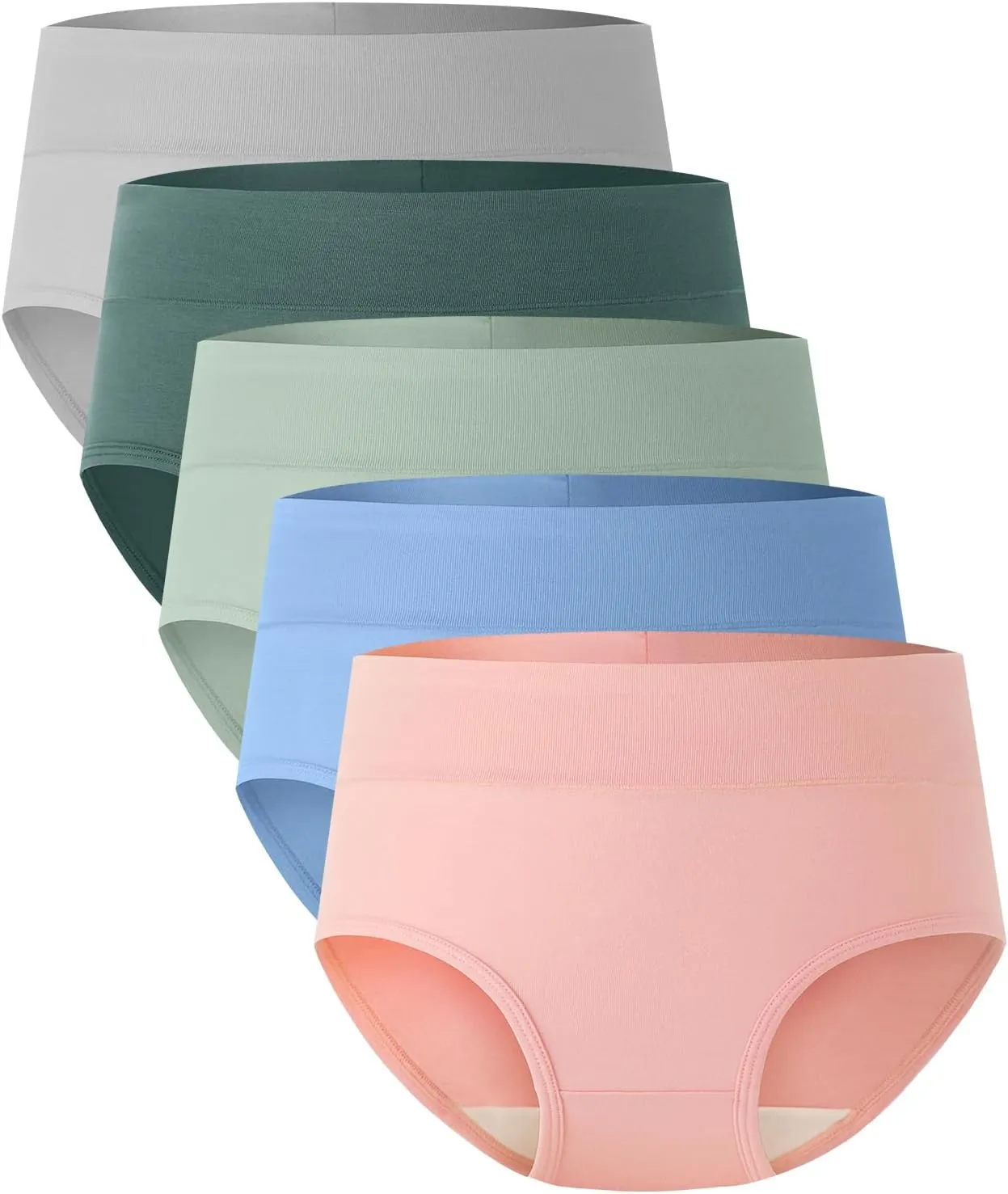 BAMBOO COOL Women's Underwear High Waisted Briefs Full Coverage Soft and Breathable Panties, 5-Pack
