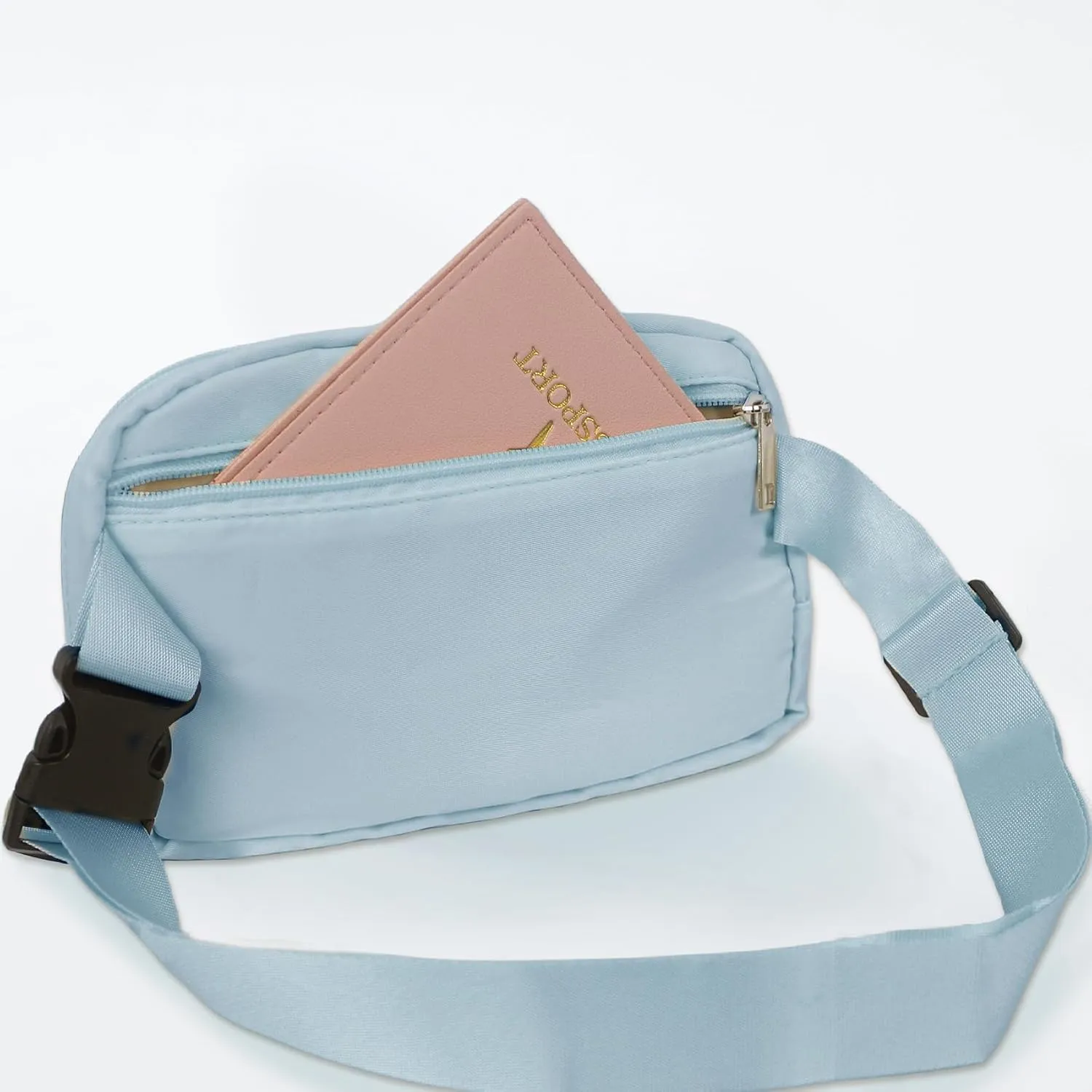 COSHAYSOO Blue Belt Bag Waist Fanny Pack Small Crossbody Trending Pouch with Initial Letter Patch for Women Teenage Girl Travel Essential, Personalized Christmas Gift Preppy Cute Teen Stuff (S)