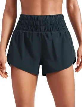 CRZ YOGA High Waisted Dolphin Running Shorts for Womens Mesh Liner for Gym Workout Athletic with Zipper Pocket