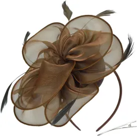 DRESHOW Fascinators Hat Tea Party Headwear Ribbons Feathers on a Headband and a Clip for Girls and Women