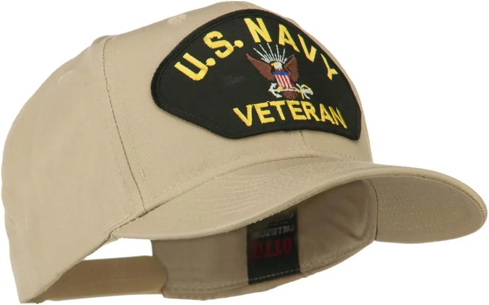 e4Hats.com US Navy Veteran Military Patched High Profile Cap