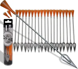 FSFF .625 Blowgun Darts Whisper Razor Dart widest sharpest broadhead darts, 20 pack big 8.25 cold dart for 0.625 bore blowguns steel blade high visibility fletched accurate cone