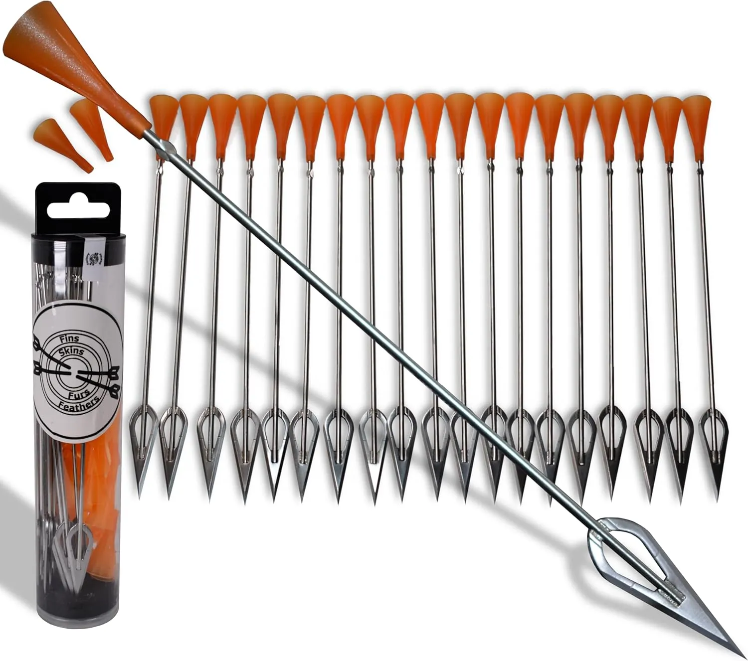 FSFF .625 Blowgun Darts Whisper Razor Dart widest sharpest broadhead darts, 20 pack big 8.25 cold dart for 0.625 bore blowguns steel blade high visibility fletched accurate cone