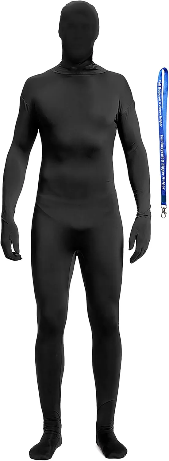 Full Bodysuit Include Zipper Helper Unisex Spandex Stretch Adult Costume Zentai Disappearing Man Body Suit