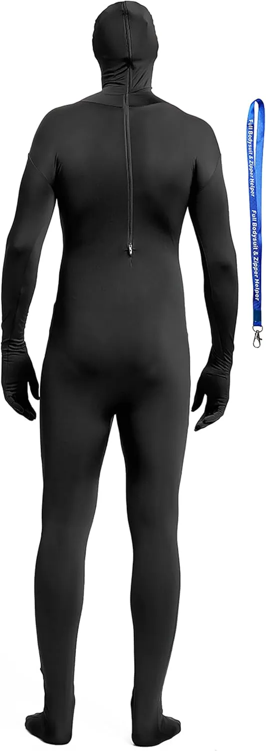 Full Bodysuit Include Zipper Helper Unisex Spandex Stretch Adult Costume Zentai Disappearing Man Body Suit