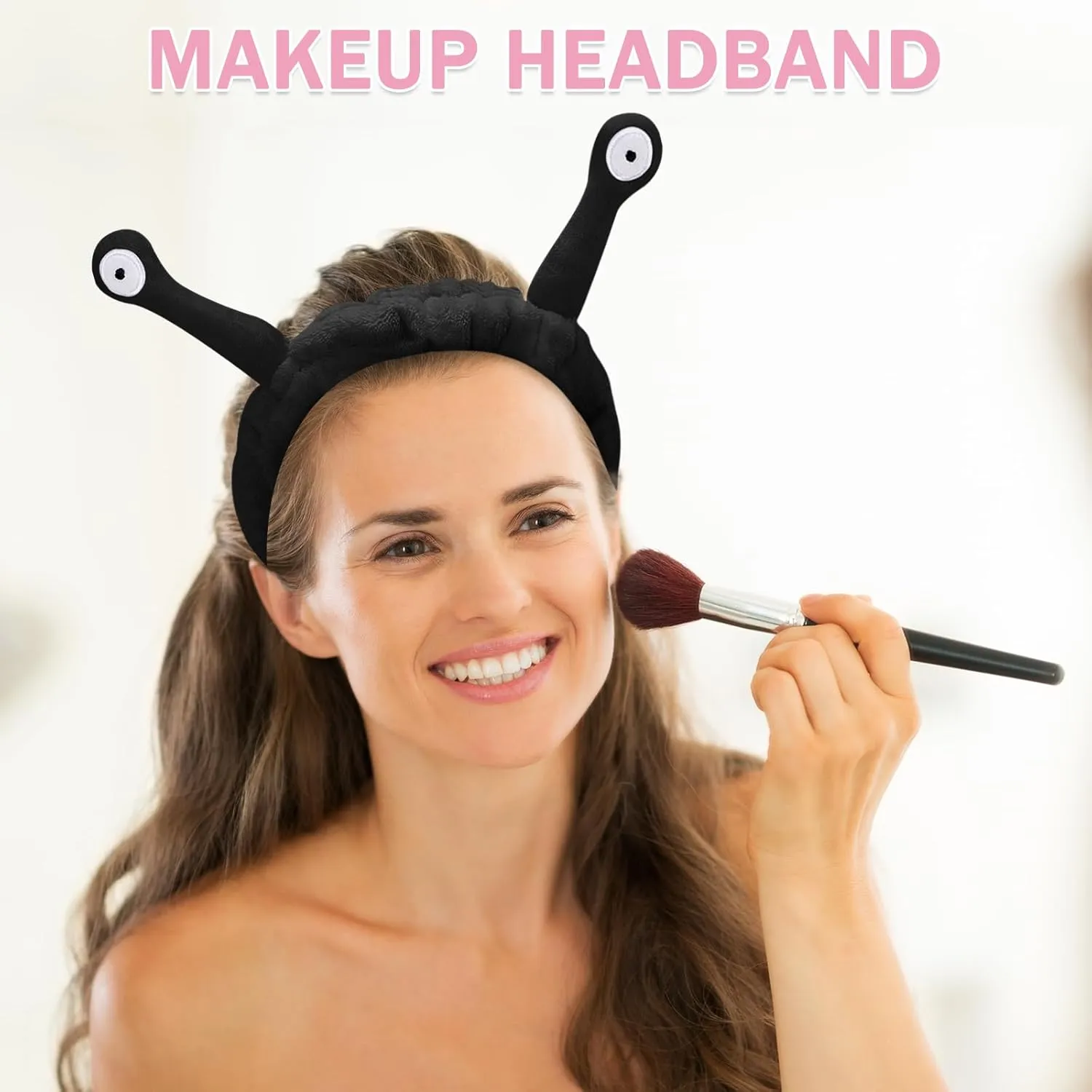 Jowmoy Cute black Snail Headband, to Wash Face for Women Makeup Shower Spa Headband
