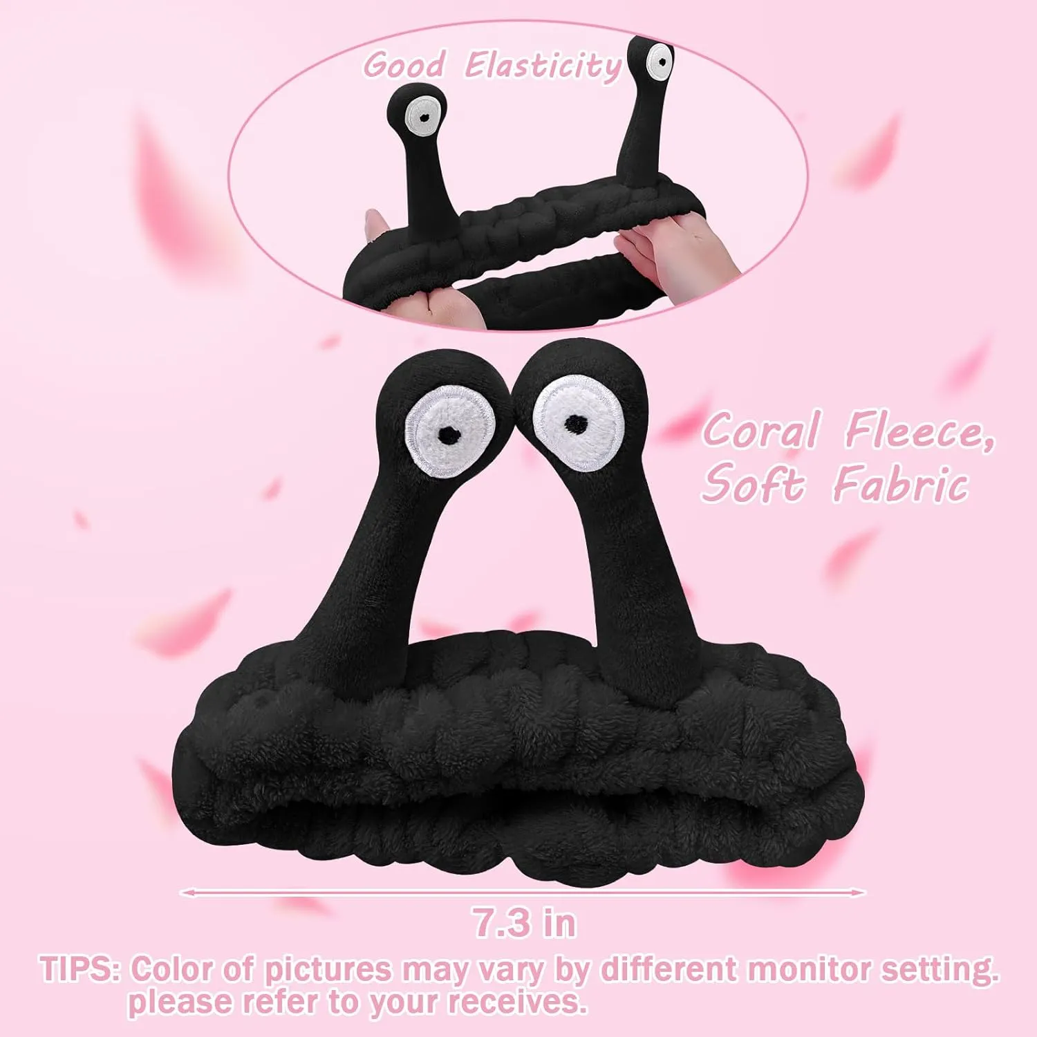 Jowmoy Cute black Snail Headband, to Wash Face for Women Makeup Shower Spa Headband