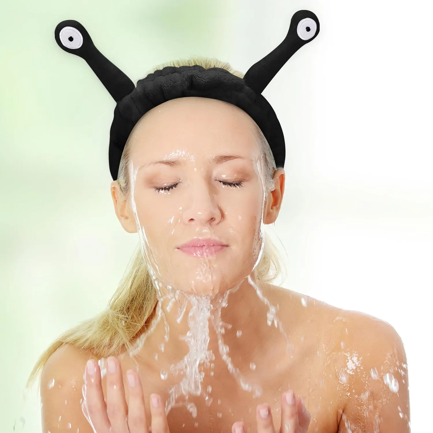 Jowmoy Cute black Snail Headband, to Wash Face for Women Makeup Shower Spa Headband