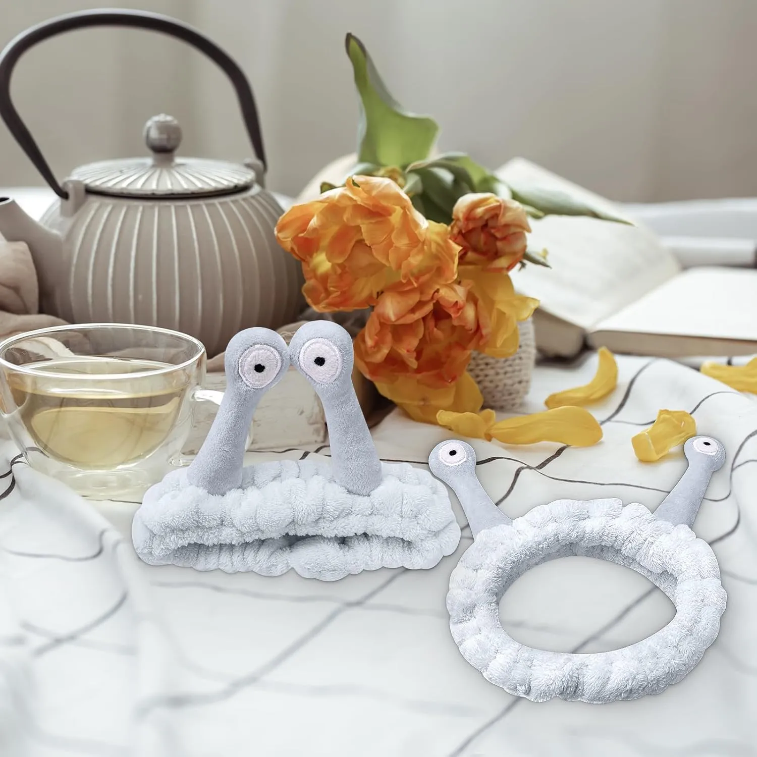 Jowmoy Cute blue Snail Headband, to Wash Face for Women Makeup Shower Spa Headband
