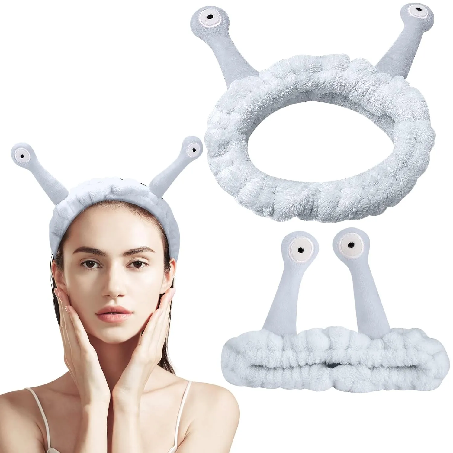 Jowmoy Cute blue Snail Headband, to Wash Face for Women Makeup Shower Spa Headband