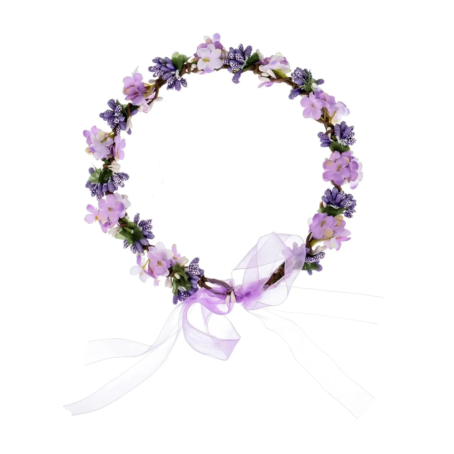 June Bloomy Wedding Hydrangea Flower Headband Spring Flower Crown Wreath Boho Garland Halo (Purple)