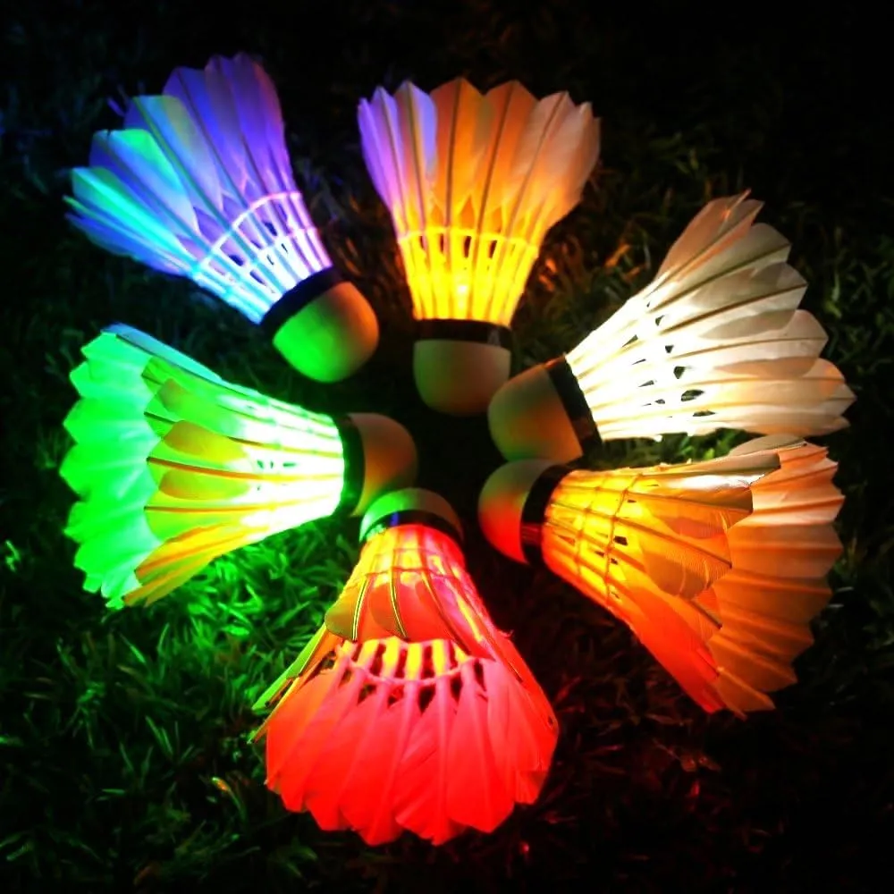LED Badminton Birdies, LED Colourful Shuttlecock Dark Night Goose Feather Glow Birdies Lighting Outdoor Indoor Sport Activities