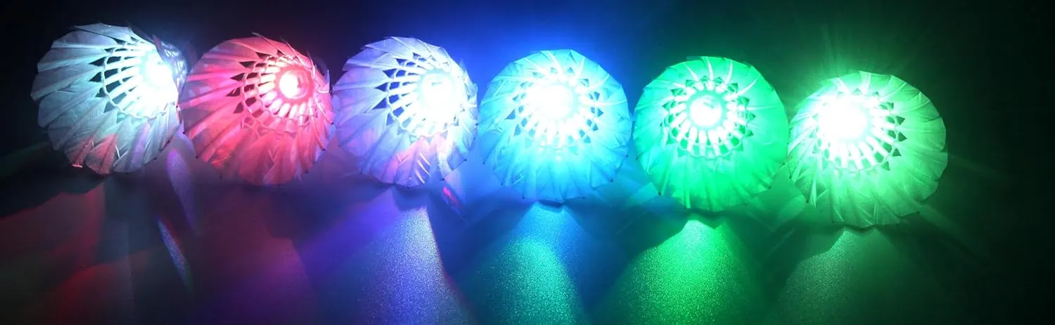 LED Badminton Birdies, LED Colourful Shuttlecock Dark Night Goose Feather Glow Birdies Lighting Outdoor Indoor Sport Activities