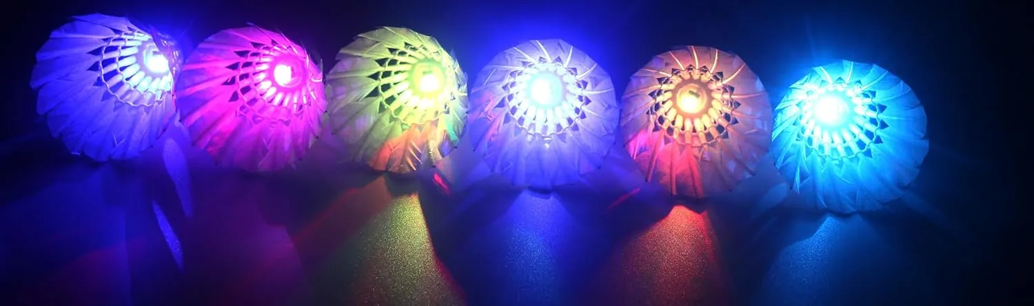 LED Badminton Birdies, LED Colourful Shuttlecock Dark Night Goose Feather Glow Birdies Lighting Outdoor Indoor Sport Activities