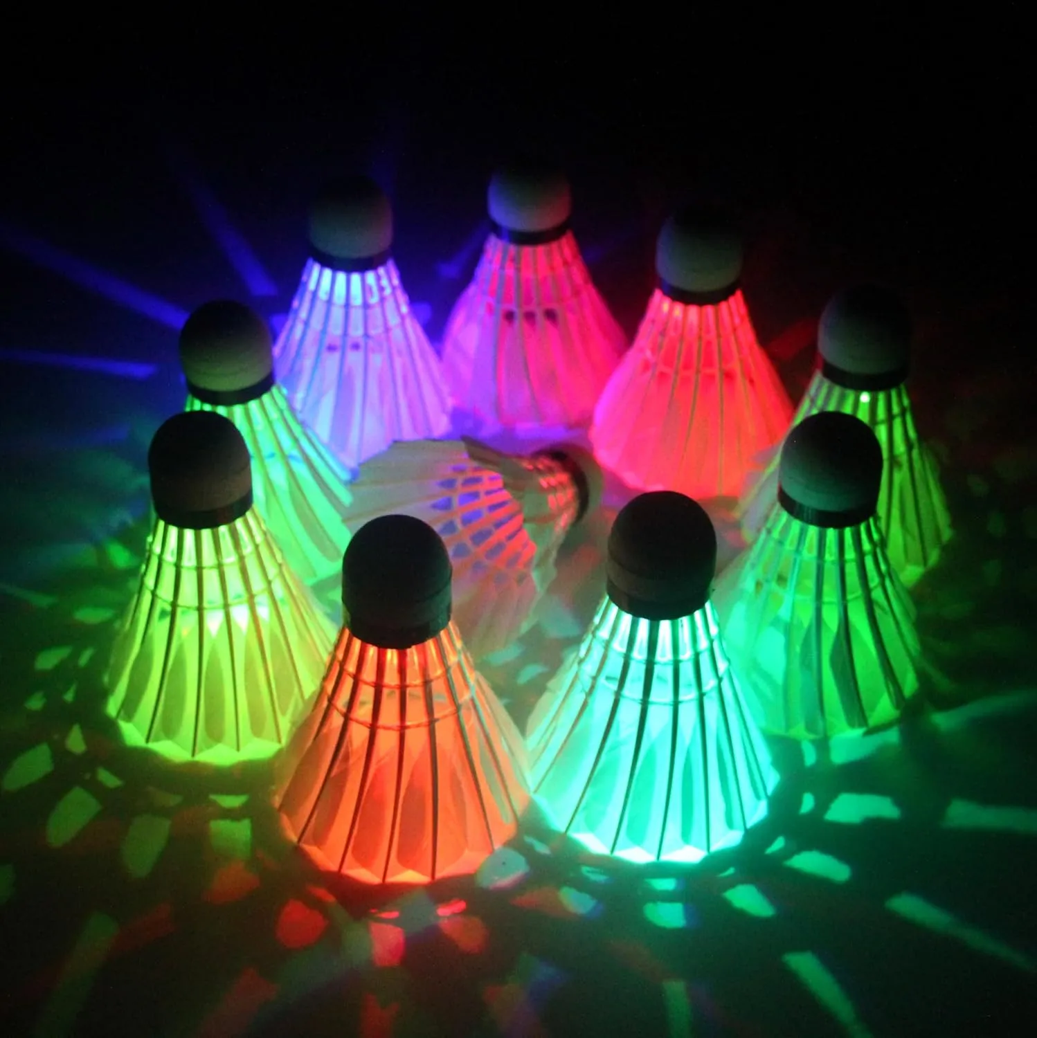 LED Badminton Birdies, LED Colourful Shuttlecock Dark Night Goose Feather Glow Birdies Lighting Outdoor Indoor Sport Activities