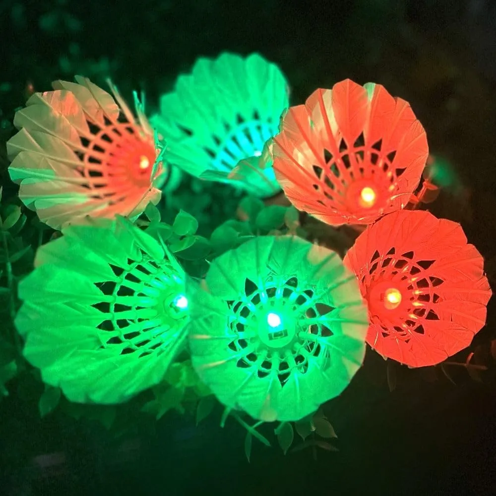 LED Badminton Birdies, LED Colourful Shuttlecock Dark Night Goose Feather Glow Birdies Lighting Outdoor Indoor Sport Activities