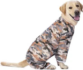 Lightweight Recovery Surgery Recovery Suit for Large Medium Dogs,Camouflage Quick Dry Dog T-Shirts Bodysuit Pajamas PJS Full Body for Shedding, Prevent Licking, Wound Protection (32)