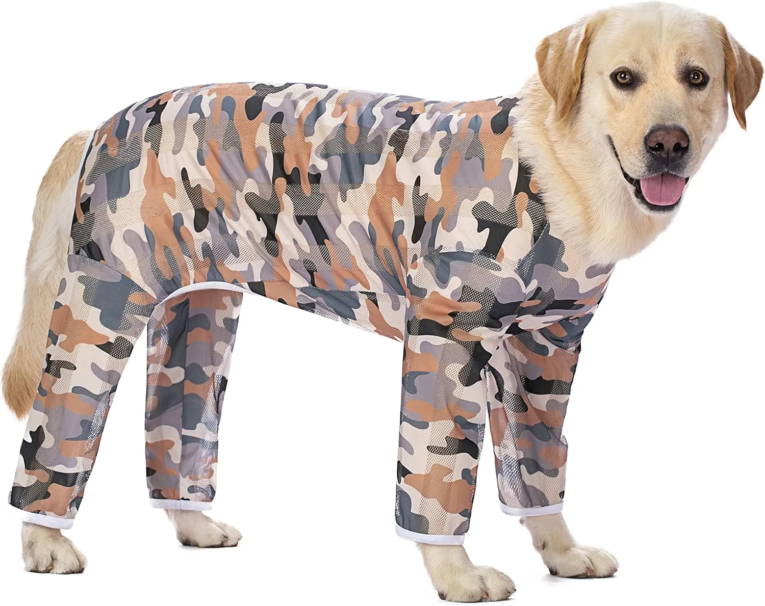 Lightweight Recovery Surgery Recovery Suit for Large Medium Dogs,Camouflage Quick Dry Dog T-Shirts Bodysuit Pajamas PJS Full Body for Shedding, Prevent Licking, Wound Protection (32)