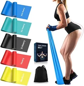 londys Resistance Bands for Working Out, Exercise Bands, Physical Therapy Equipment, 59 Inch Non-Latex Stretching Yoga Strap for Upper & Lower Body, Workouts & Rehab at Home-5 Progressive Resistance
