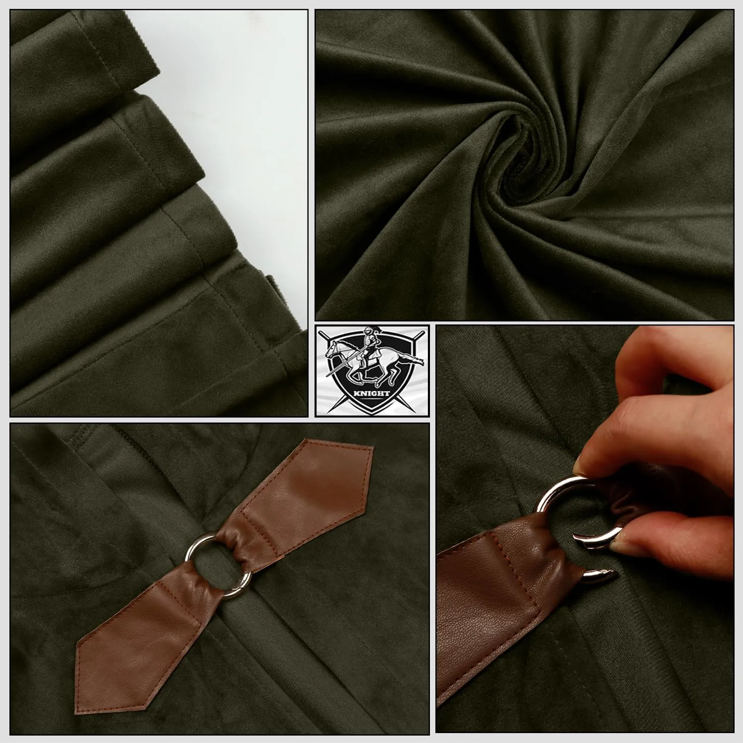 L'VOW Medieval Velvet Hooded Cloak - Renaissance Cape with Hood Vintage Capelet Halloween Sorcerer Costume