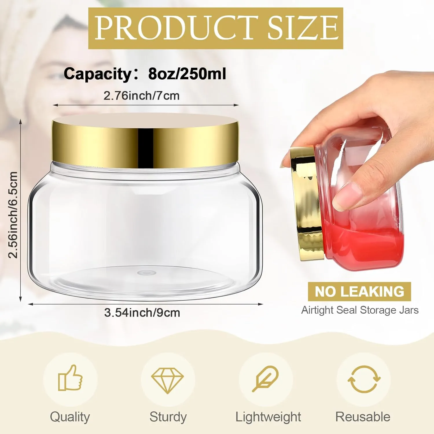 Mumufy Clear Plastic Jars with Lids Round Plastic Containers Empty Travel Containers for Creams Refillable Cosmetic Jars for Lotions Body Scrub Body Butter(24 Pcs,8 oz)