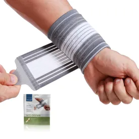 NeoTech Care Wrist Band - Adjustable Compression Strap - Elastic & Breathable Fabric - Support Sleeve for Tennis, Sports, Exercise - Men, Women, Right or Left (Gray Color, Size M, 1 Unit)