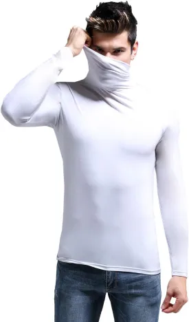 Ouruikia Men's Lightweight Thermal Shirts Modal Base Layer Turtleneck Long Sleeve Pullover Tops