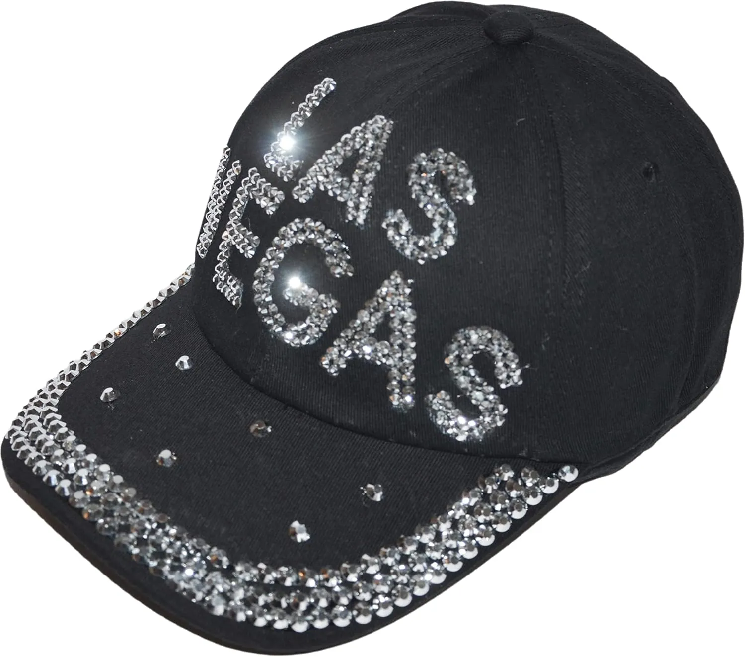 Popfizzy Bling Hat for Women and Girls, Fun Rhinestone Baseball Cap, Bejeweled Distressed Denim Hat, Bling Gifts for Women