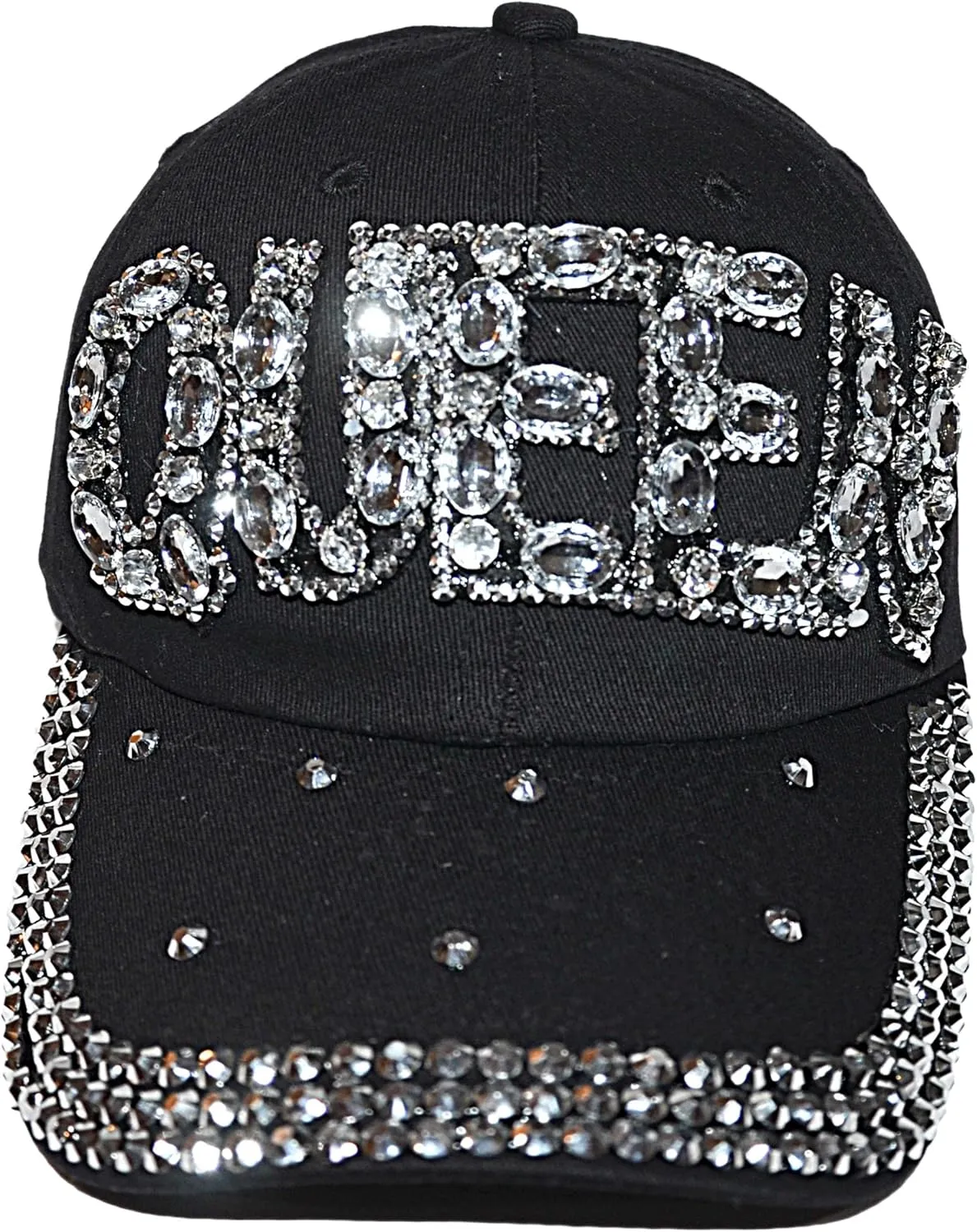 Popfizzy Bling Hat for Women and Girls, Fun Rhinestone Baseball Cap, Bejeweled Distressed Denim Hat, Bling Gifts for Women