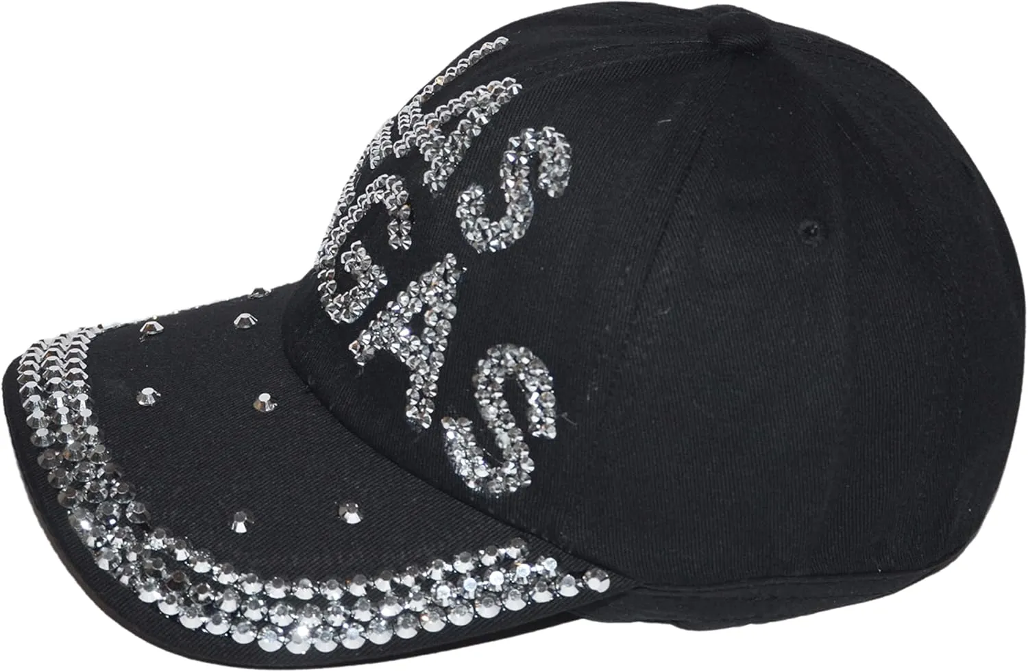 Popfizzy Bling Hat for Women and Girls, Fun Rhinestone Baseball Cap, Bejeweled Distressed Denim Hat, Bling Gifts for Women
