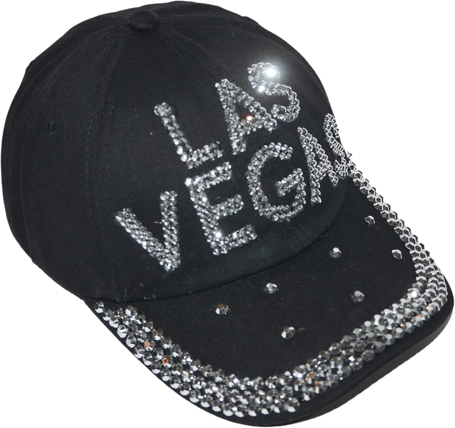 Popfizzy Bling Hat for Women and Girls, Fun Rhinestone Baseball Cap, Bejeweled Distressed Denim Hat, Bling Gifts for Women
