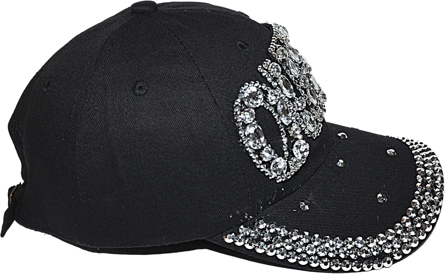 Popfizzy Bling Hat for Women and Girls, Fun Rhinestone Baseball Cap, Bejeweled Distressed Denim Hat, Bling Gifts for Women