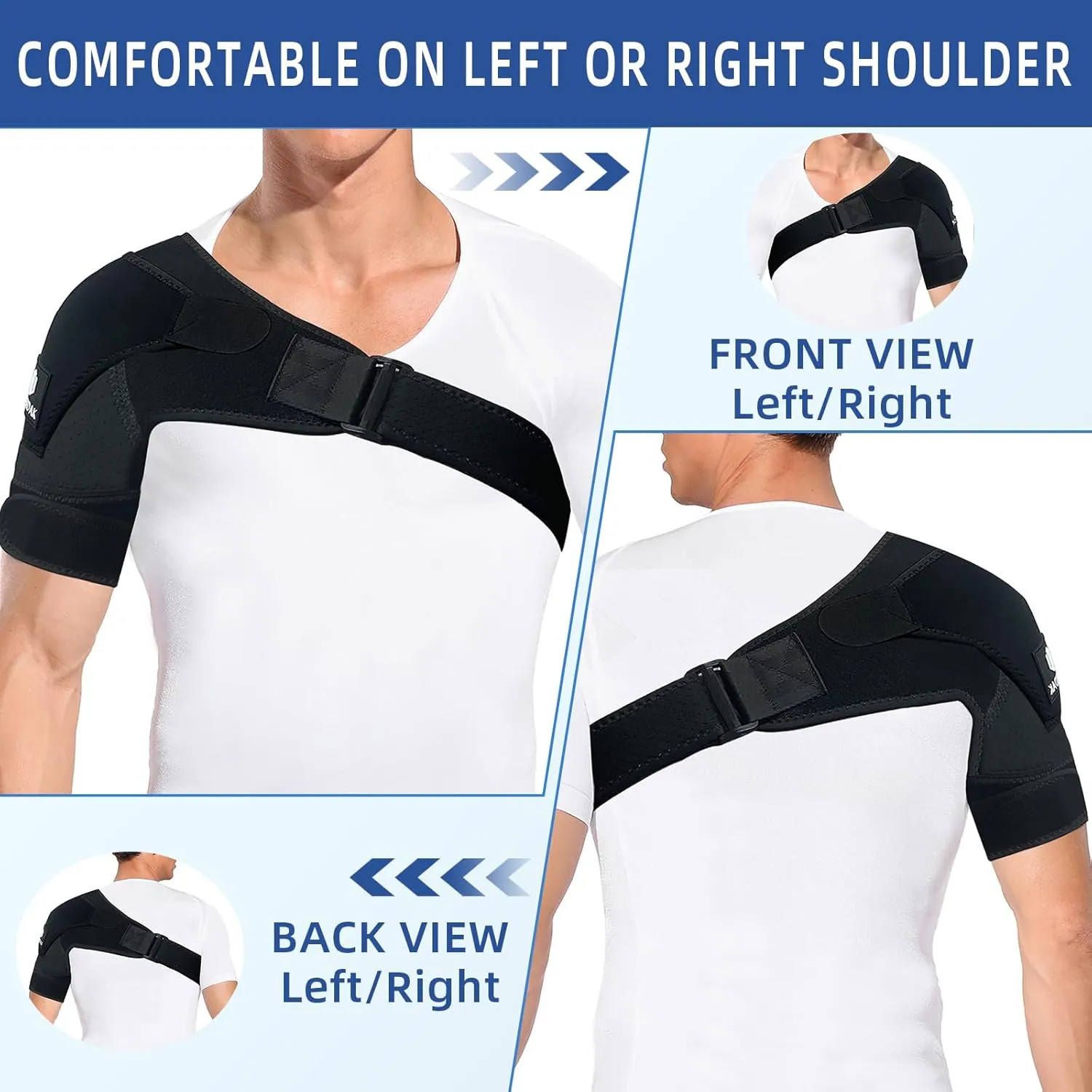 Shoulder Brace - Shoulder Compression Sleeve Immobilizer & Support Wrap for Torn Rotator Cuff, Glenoid Labrum Tear, Dislocated AC Joint, Tendonitis, Bursitis, Subluxation