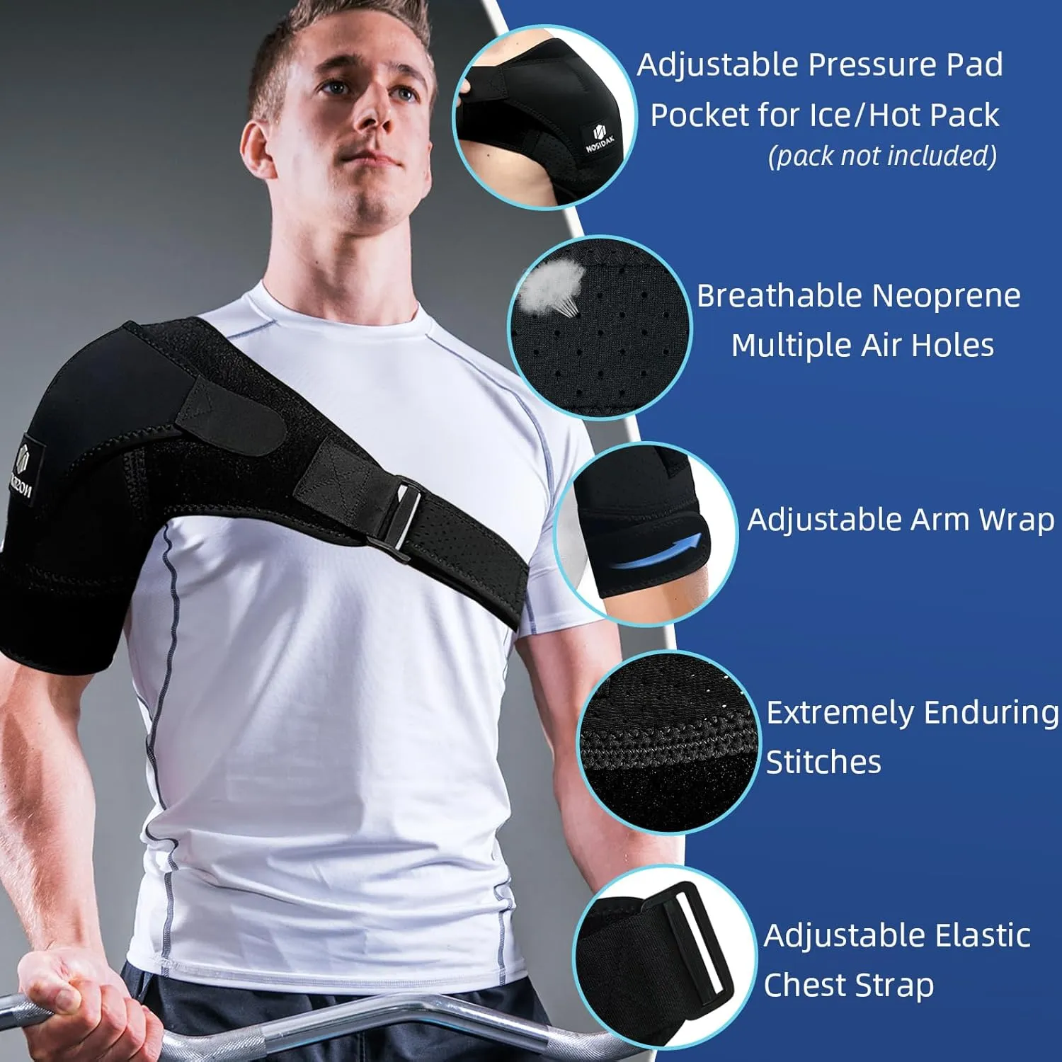 Shoulder Brace - Shoulder Compression Sleeve Immobilizer & Support Wrap for Torn Rotator Cuff, Glenoid Labrum Tear, Dislocated AC Joint, Tendonitis, Bursitis, Subluxation