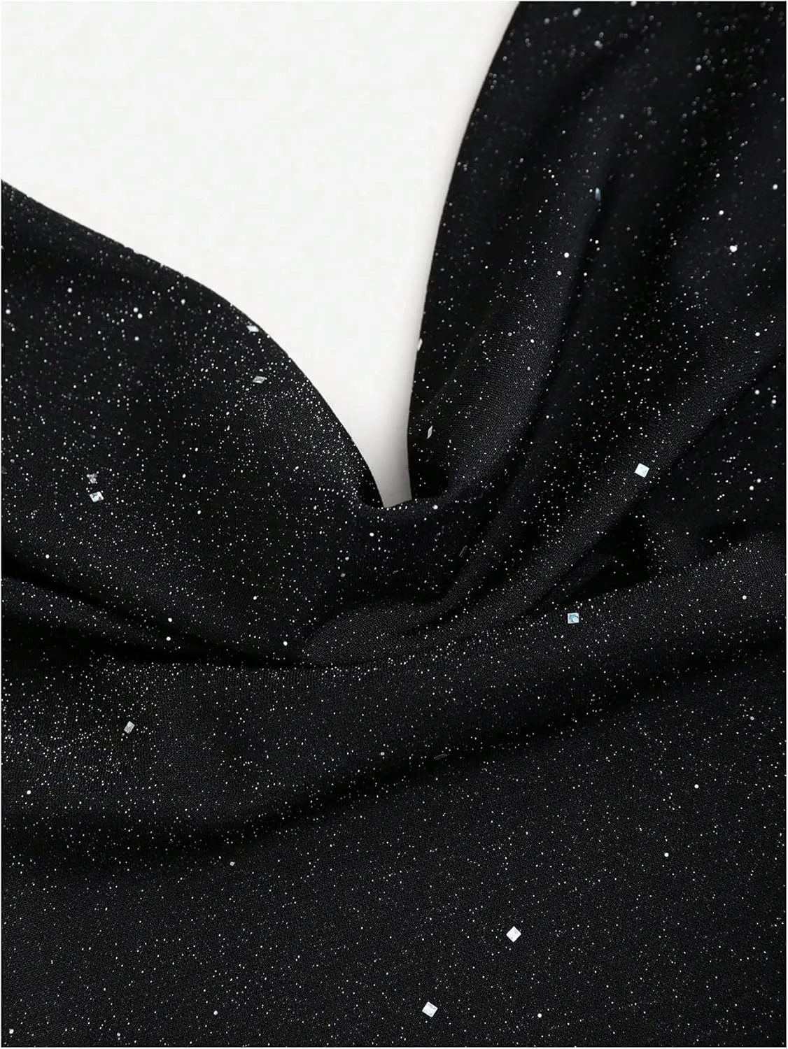 SOLY HUX Women's Halter Top Sparkly Sexy Backless Party Crop Tops Club Rave Festival Outfits Black