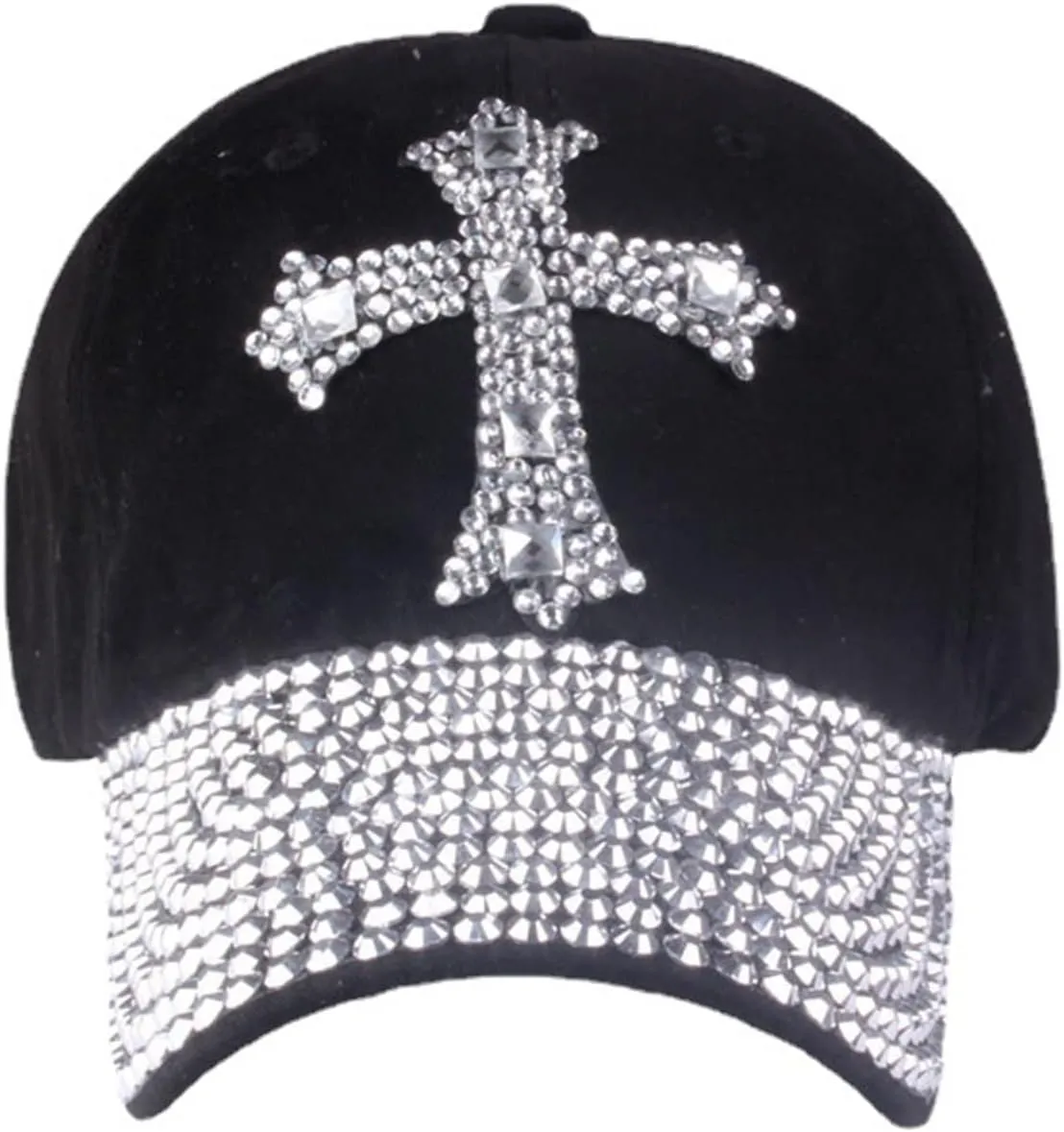 Song Qing Jean Snapback Hat Women Men Bling Cross Rhinestones Denim Baseball Cap