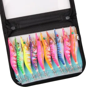 Squid Jig Saltwater Glow Squid Lures, 10pcs Luminous Shrimp Prawn Lures Atrificial 3D Fluorescent Squid Jigs Cuttlefish Sleeve Jigs Octopus Jig Tackle Size 2.5 3 3.5