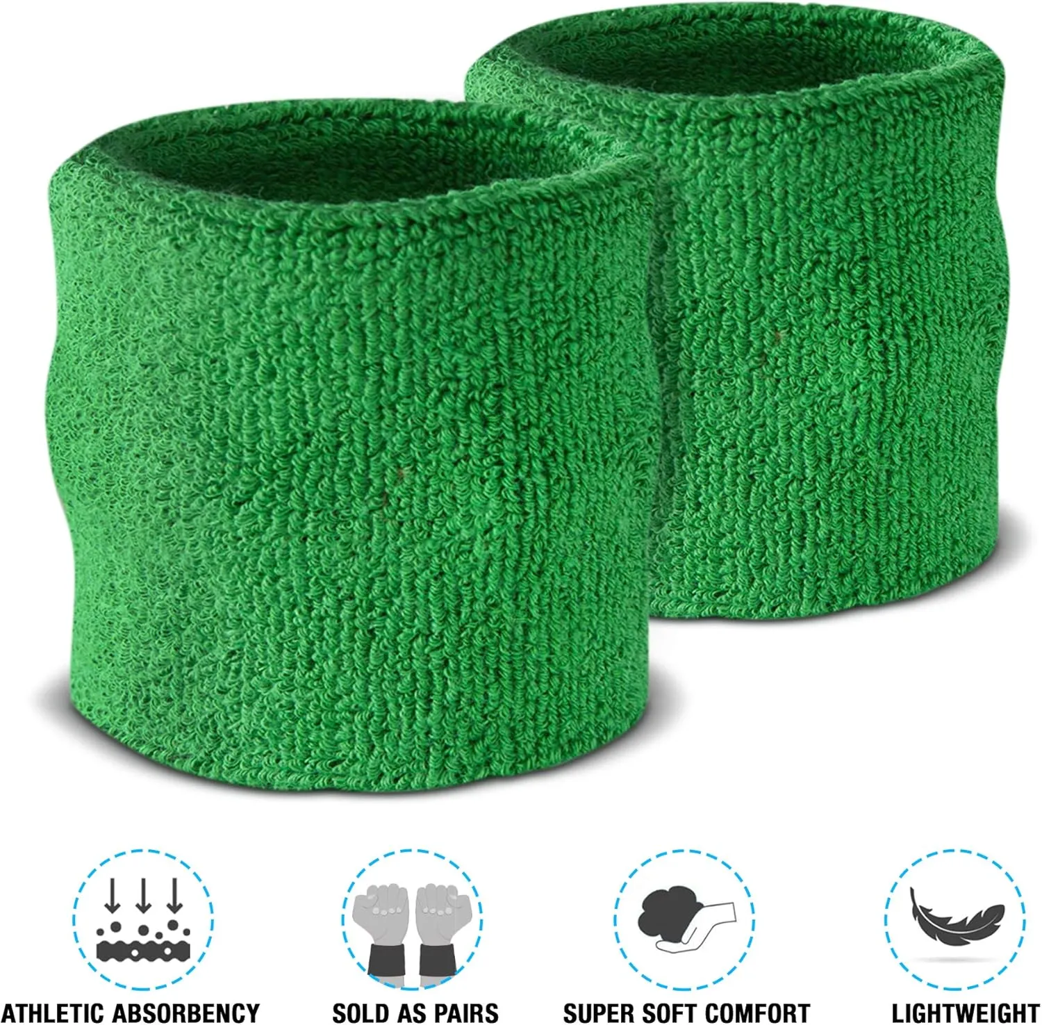 Suddora Wrist Sweatbands, Absorbent and Breathable Thick Cotton Bands for Working Out, Gymnastics, Basketball, Tennis, and Football, Multiuse Wristbands for Costumes and Cosplay
