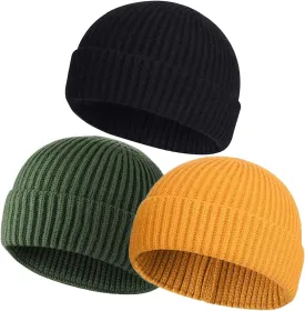 vidsel Short Fisherman Beanie for Men Women, Swag Wool Knit Cuff Trawler Skullcap,Winter Warm Hats